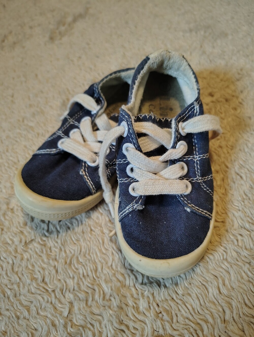 Little Girls Casual Slip On Blue And White Sneakers Shoes Comfort Sole Size 9